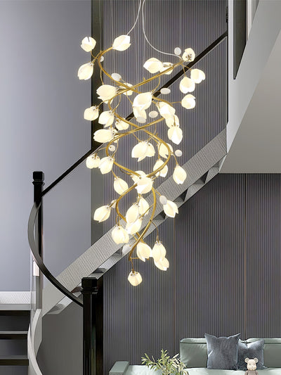 Evene Spiral Ceramic Brass Chandelier
