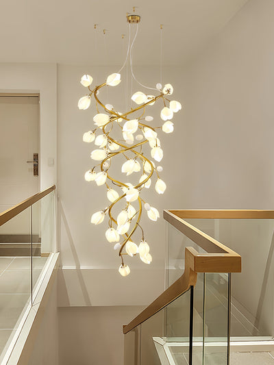 Evene Spiral Ceramic Brass Chandelier