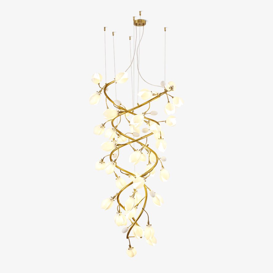 Evene Spiral Ceramic Brass Chandelier