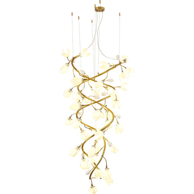 Evene Spiral Ceramic Brass Chandelier