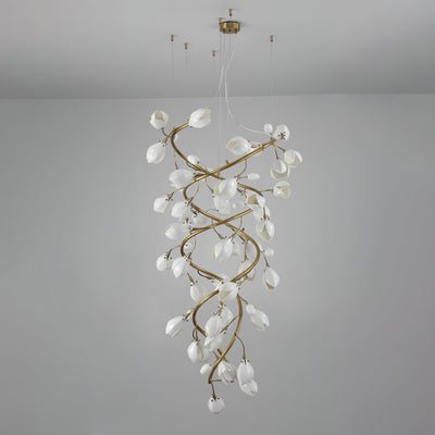 Evene Spiral Ceramic Brass Chandelier