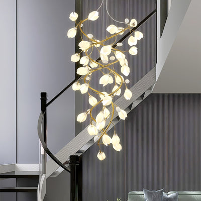 Evene Spiral Ceramic Brass Chandelier