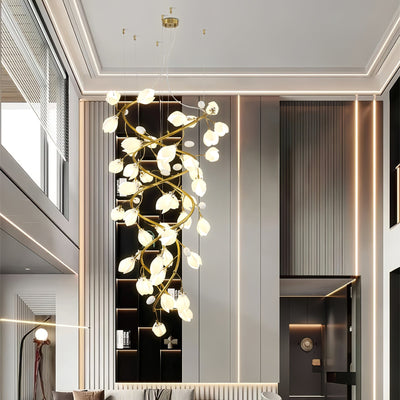 Evene Spiral Ceramic Brass Chandelier