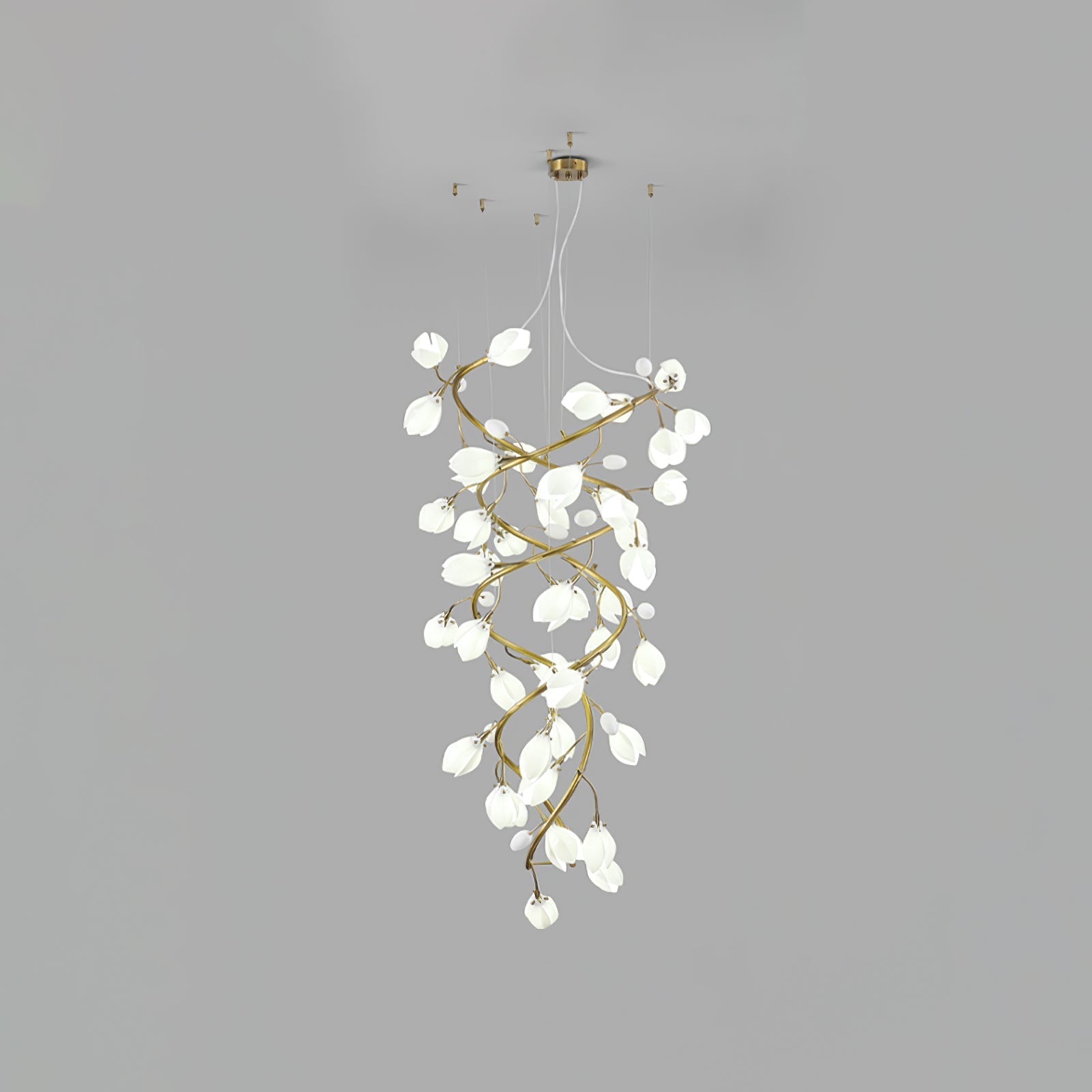 Evene Spiral Ceramic Brass Chandelier