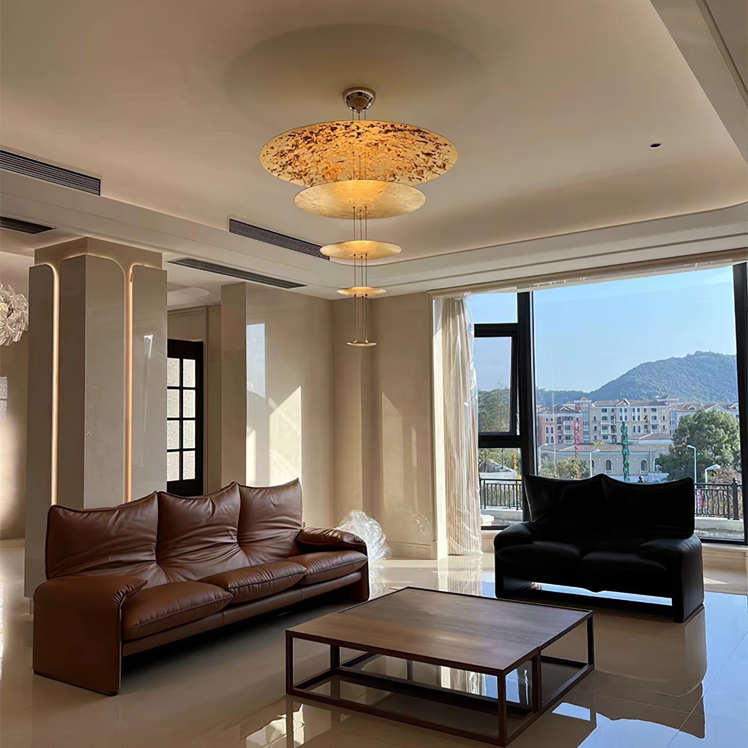 Phelion Layered Gold Foil Pendant Light