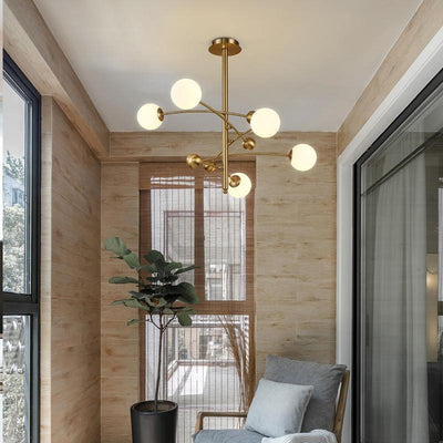 Soliveon Chandelier Brass Vertical Beam Globe
