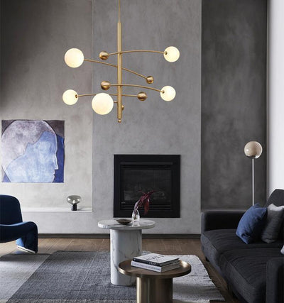 Soliveon Chandelier Brass Vertical Beam Globe