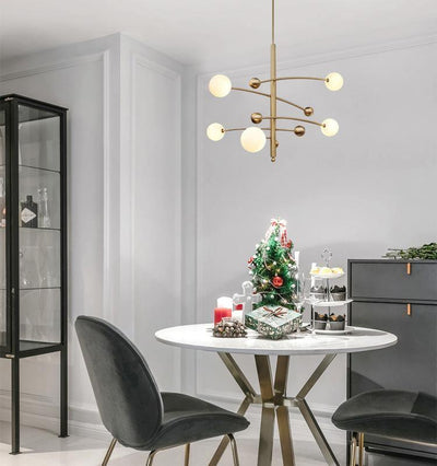 Soliveon Chandelier Brass Vertical Beam Globe