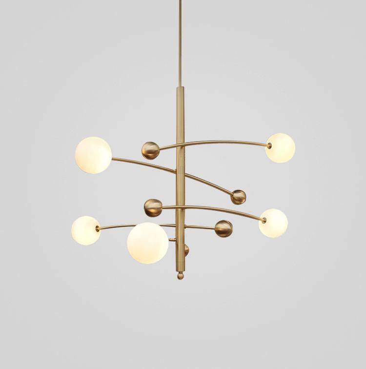 Soliveon Chandelier Brass Vertical Beam Globe