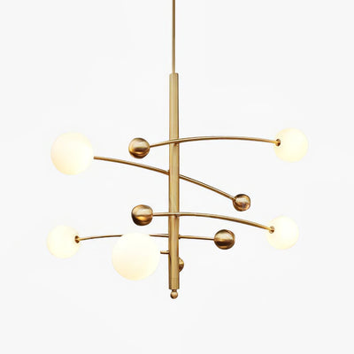 Soliveon Chandelier Brass Vertical Beam Globe