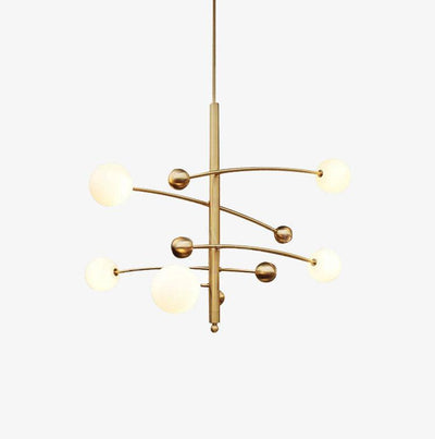 Soliveon Chandelier Brass Vertical Beam Globe