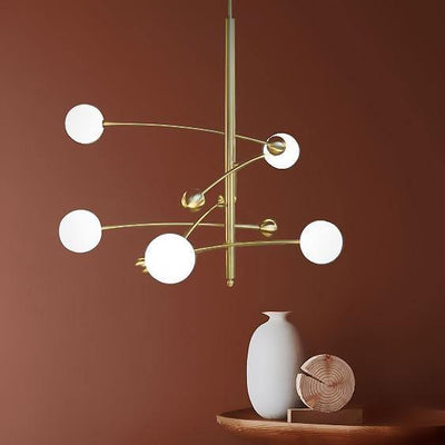 Soliveon Chandelier Brass Vertical Beam Globe