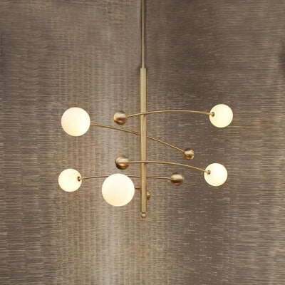 Soliveon Chandelier Brass Vertical Beam Globe