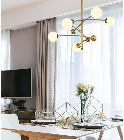 Soliveon Chandelier Brass Vertical Beam Globe
