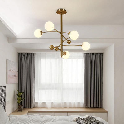 Soliveon Chandelier Brass Vertical Beam Globe