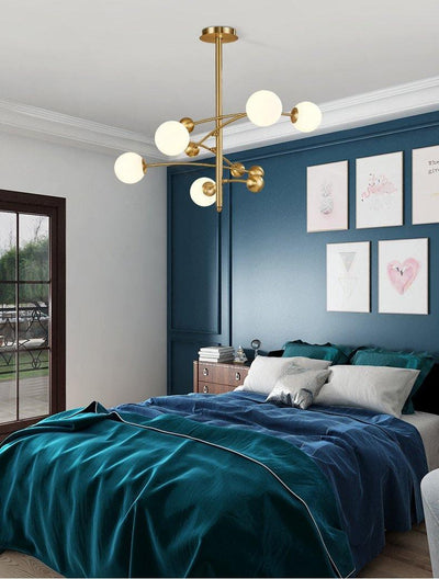Soliveon Chandelier Brass Vertical Beam Globe