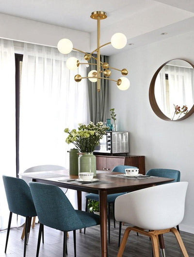 Soliveon Chandelier Brass Vertical Beam Globe