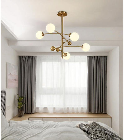 Soliveon Chandelier Brass Vertical Beam Globe