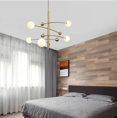 Soliveon Chandelier Brass Vertical Beam Globe