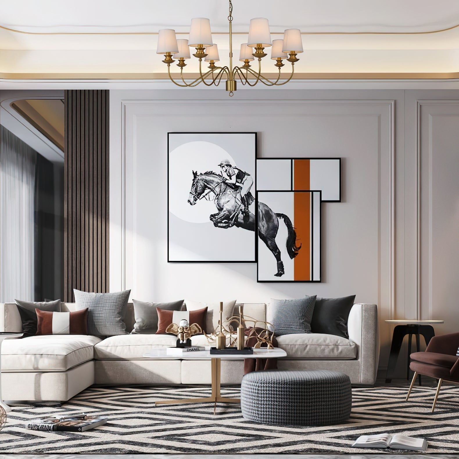 Imiryra Postmodern Luxury Brass Fabric Chandelier - Neutral Decor