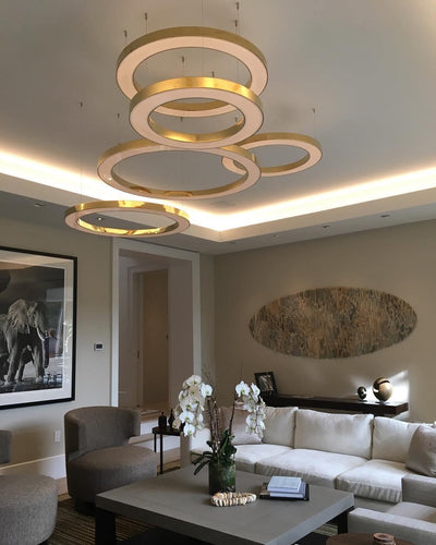 Dexlin Pendant Light LED Ring Gold Modern 3-Ring