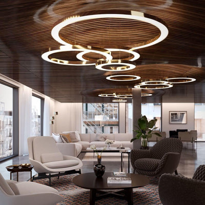 Dexlin Pendant Light LED Ring Gold Modern 3-Ring