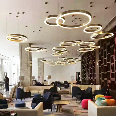 Dexlin Pendant Light LED Ring Gold Modern 3-Ring