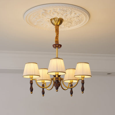 Goro Chandelier Floral Shades and Walnut