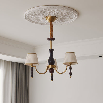 Goro Chandelier Floral Shades and Walnut