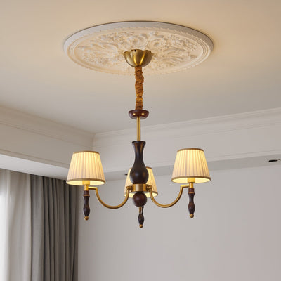 Goro Chandelier Floral Shades and Walnut