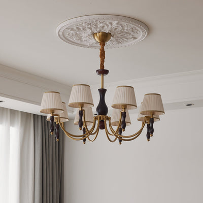 Goro Chandelier Floral Shades and Walnut