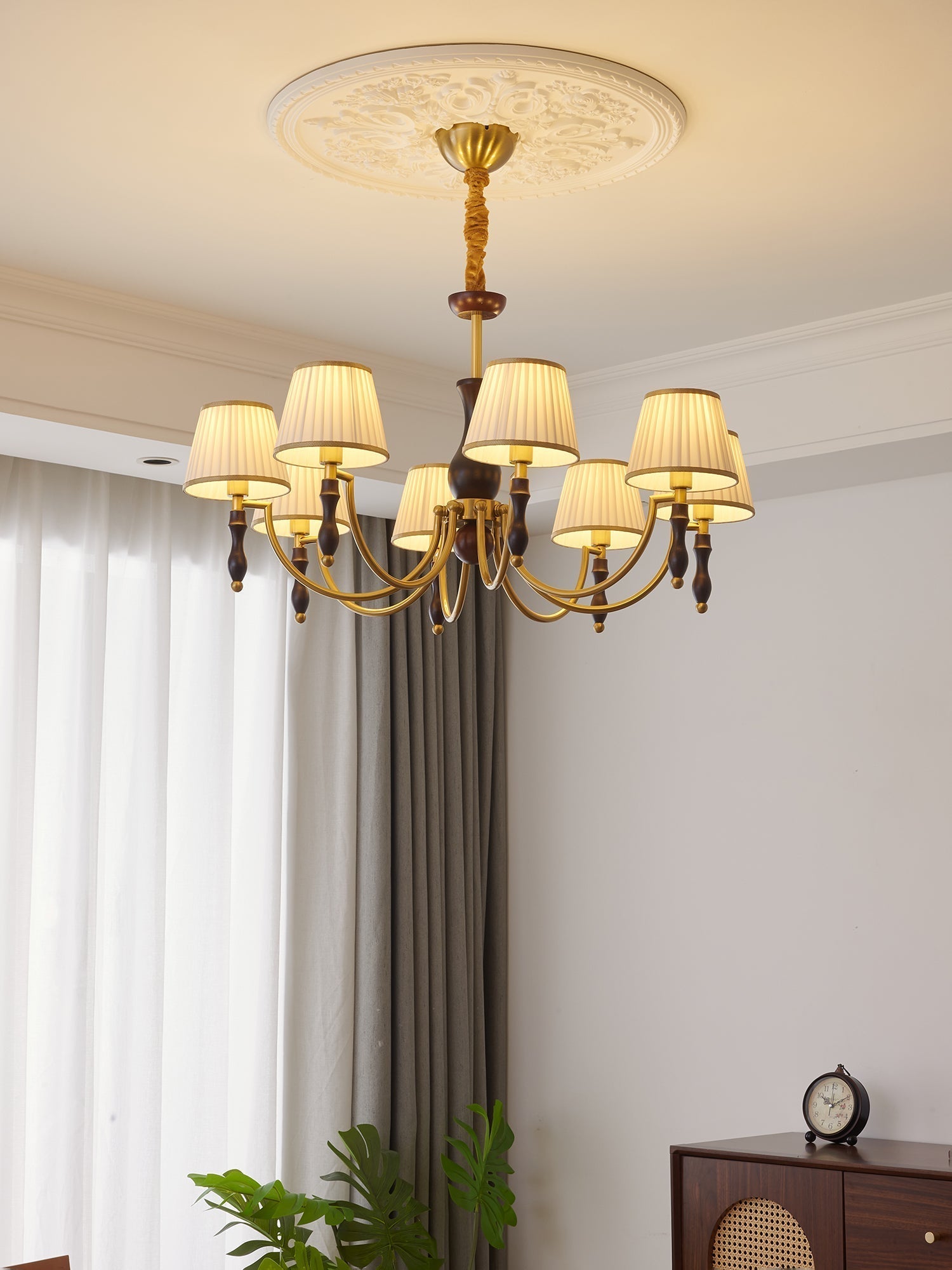 Goro Chandelier Floral Shades and Walnut