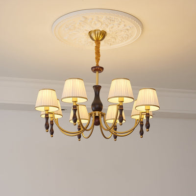 Goro Chandelier Floral Shades and Walnut