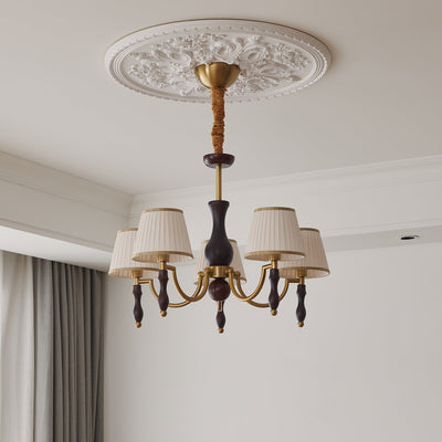 Goro Chandelier Floral Shades and Walnut