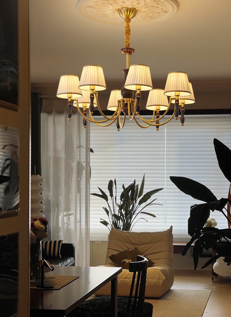 Goro Chandelier Floral Shades and Walnut