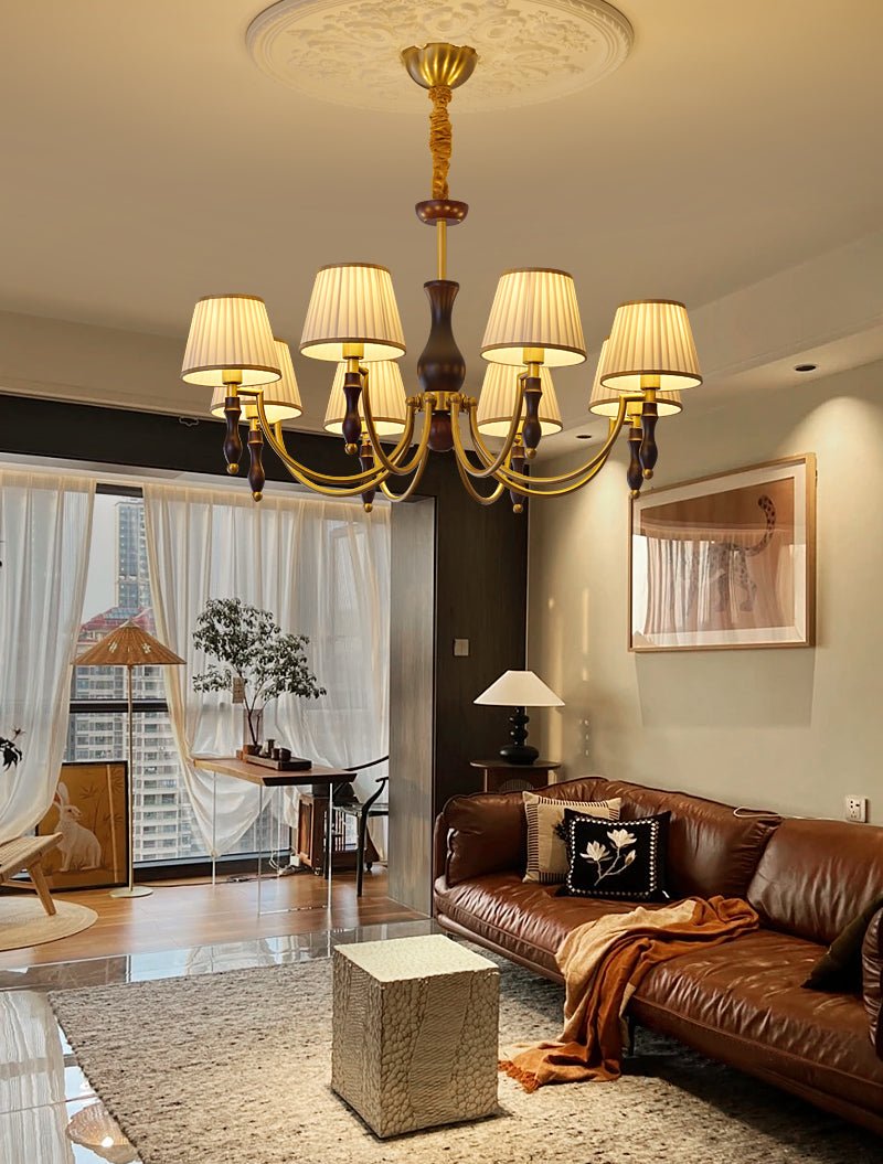 Goro Chandelier Floral Shades and Walnut