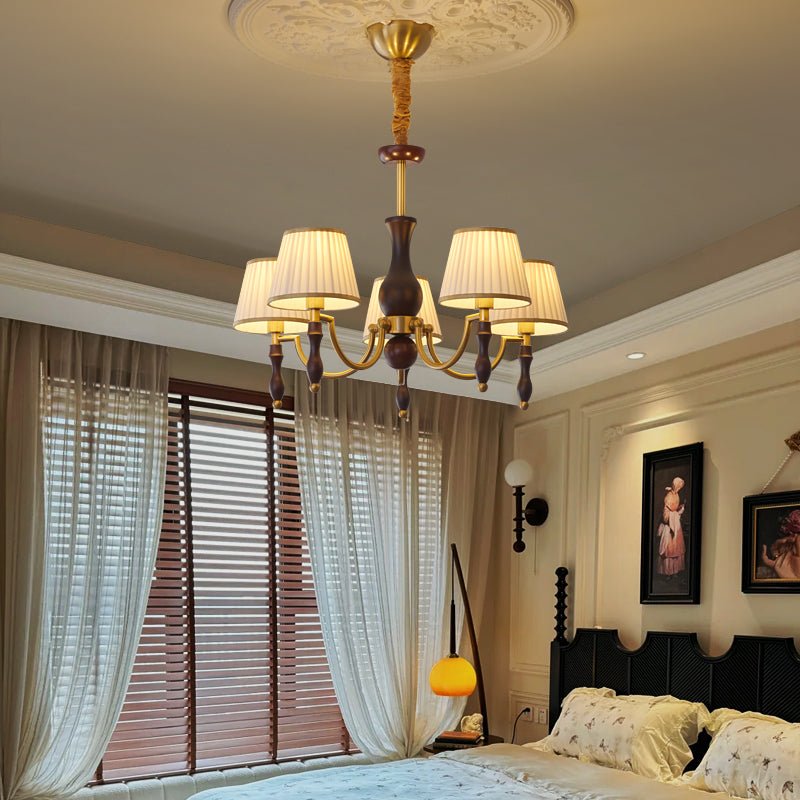 Goro Chandelier Floral Shades and Walnut