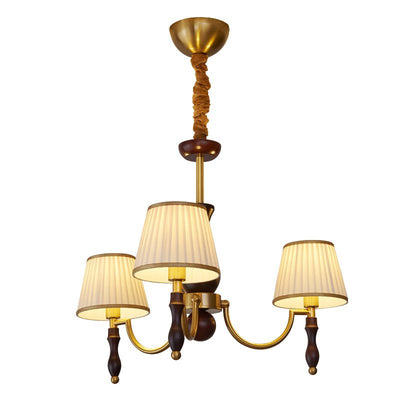 Goro Chandelier Floral Shades and Walnut