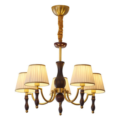 Goro Chandelier Floral Shades and Walnut