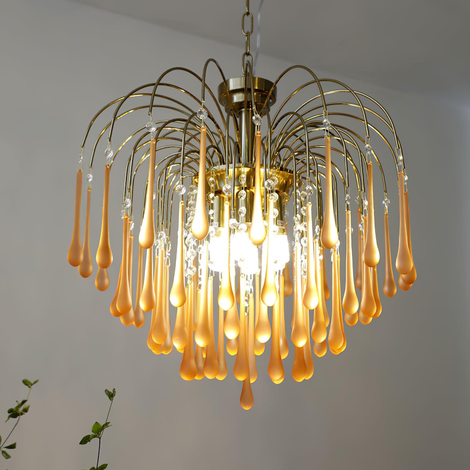 Ciel Chandelier Golden Arms and Crystal