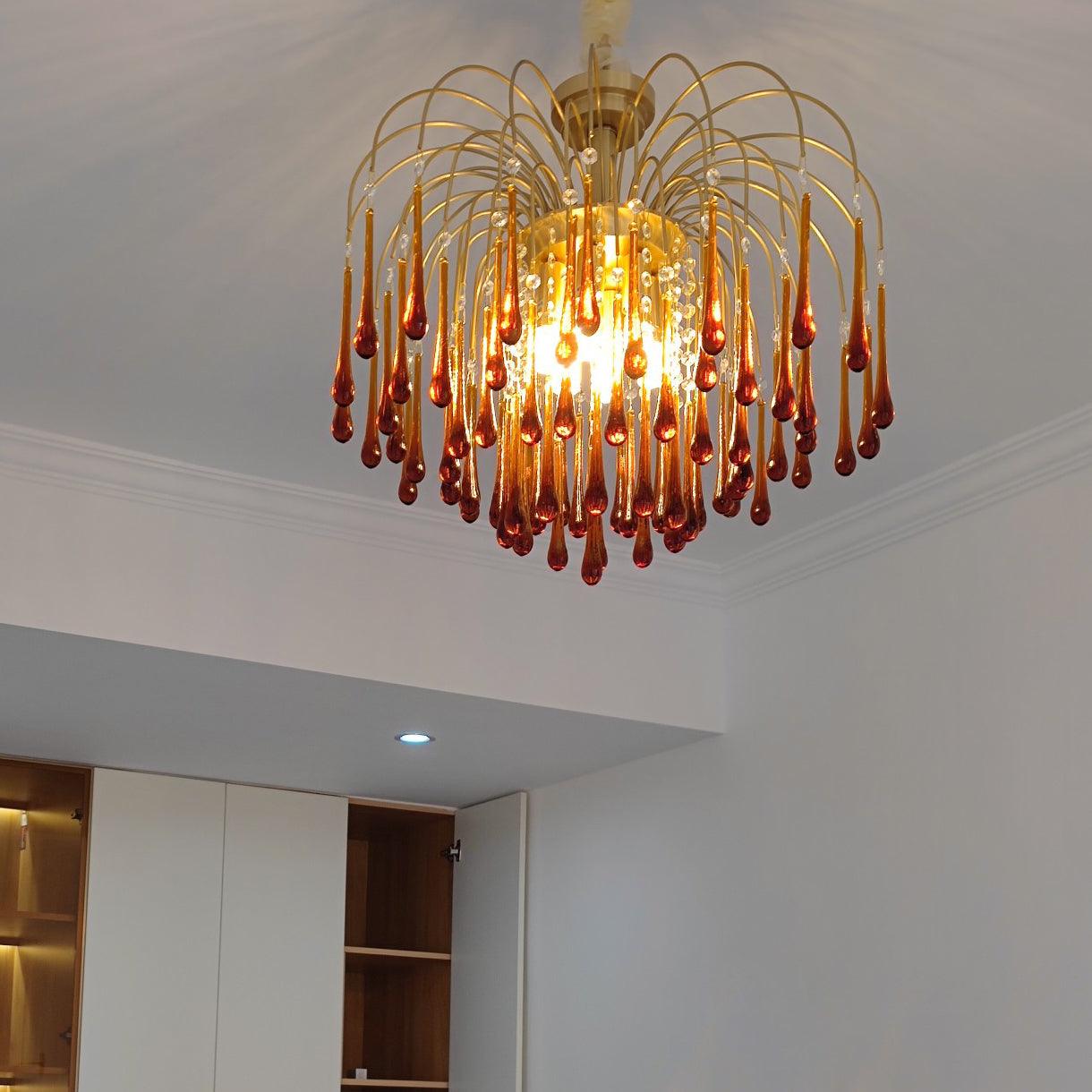 Ciel Chandelier Golden Arms and Crystal