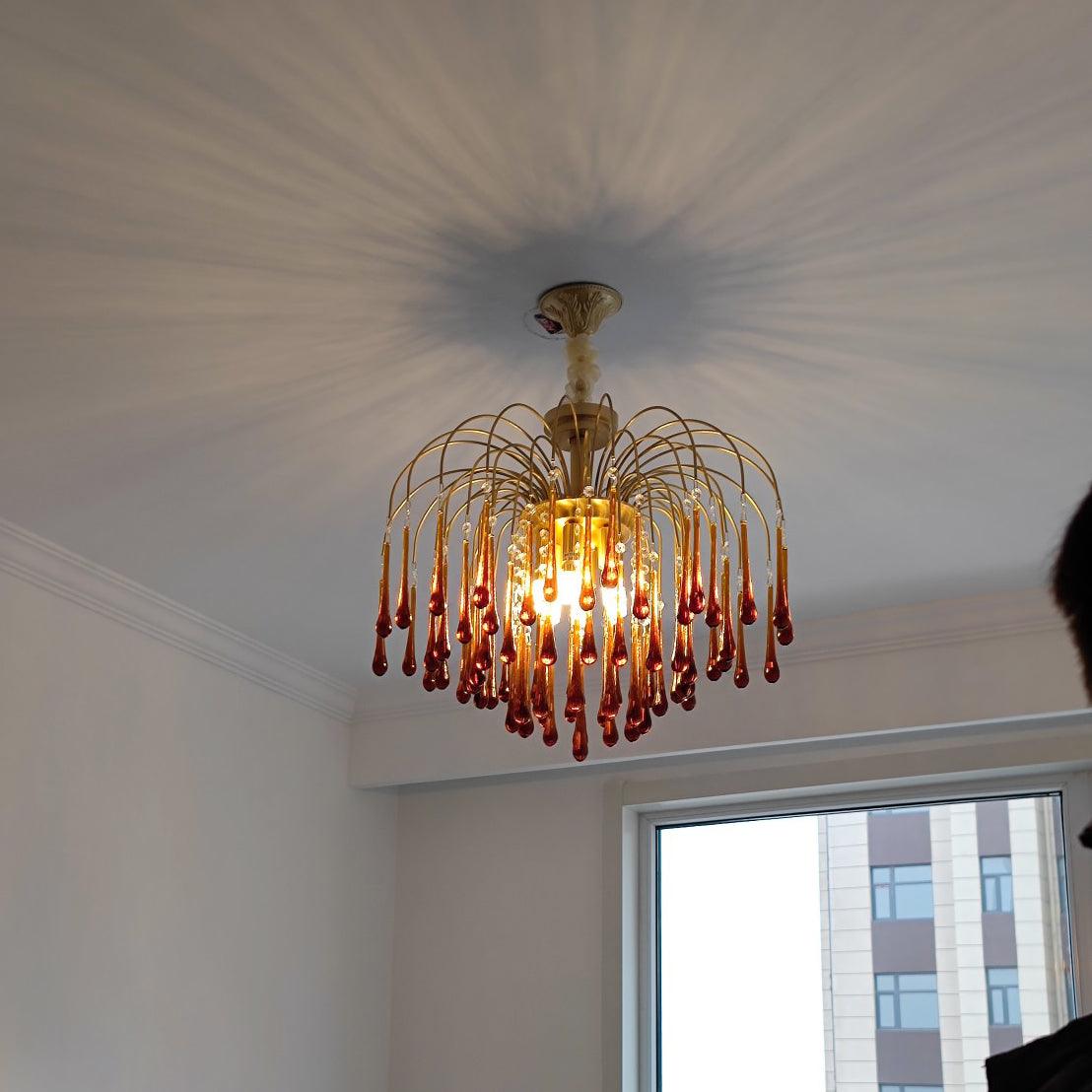 Ciel Chandelier Golden Arms and Crystal