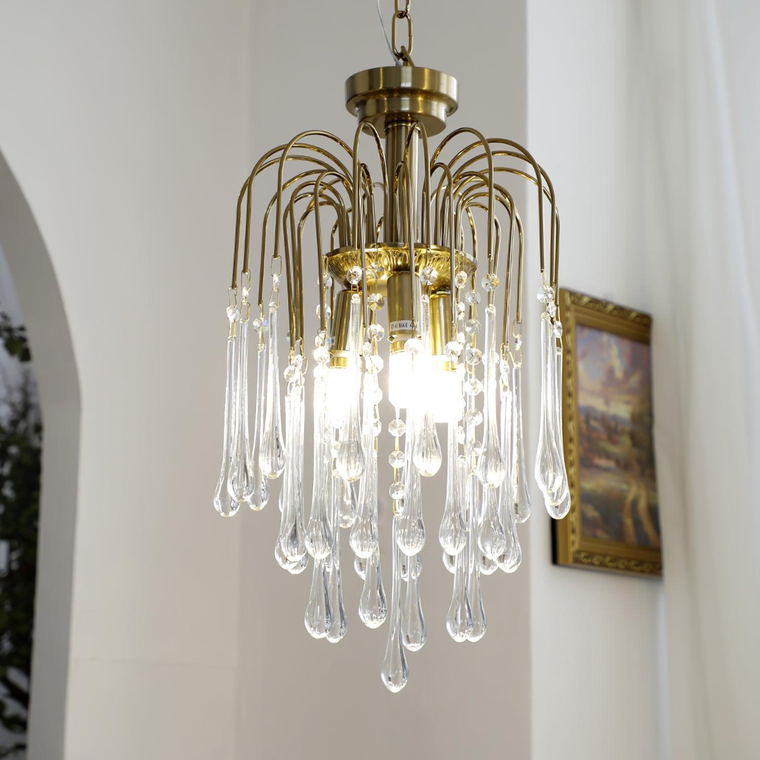 Ciel Chandelier Golden Arms and Crystal