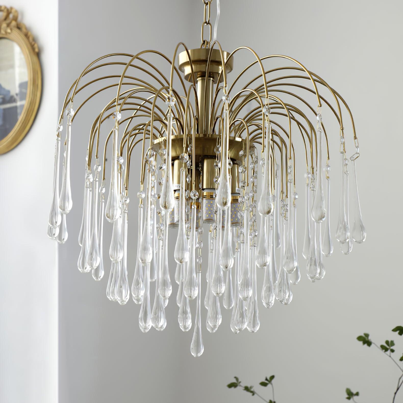Ciel Chandelier Golden Arms and Crystal