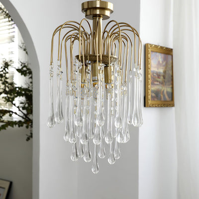 Ciel Chandelier Golden Arms and Crystal