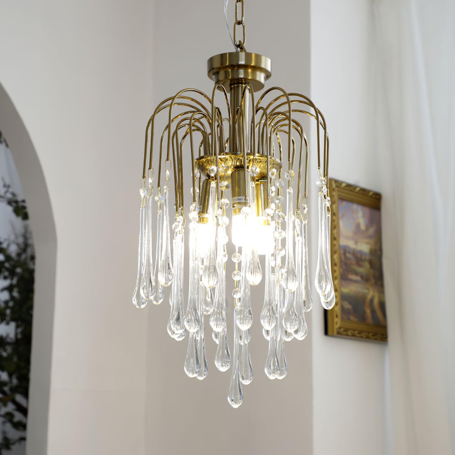 Ciel Chandelier Golden Arms and Crystal