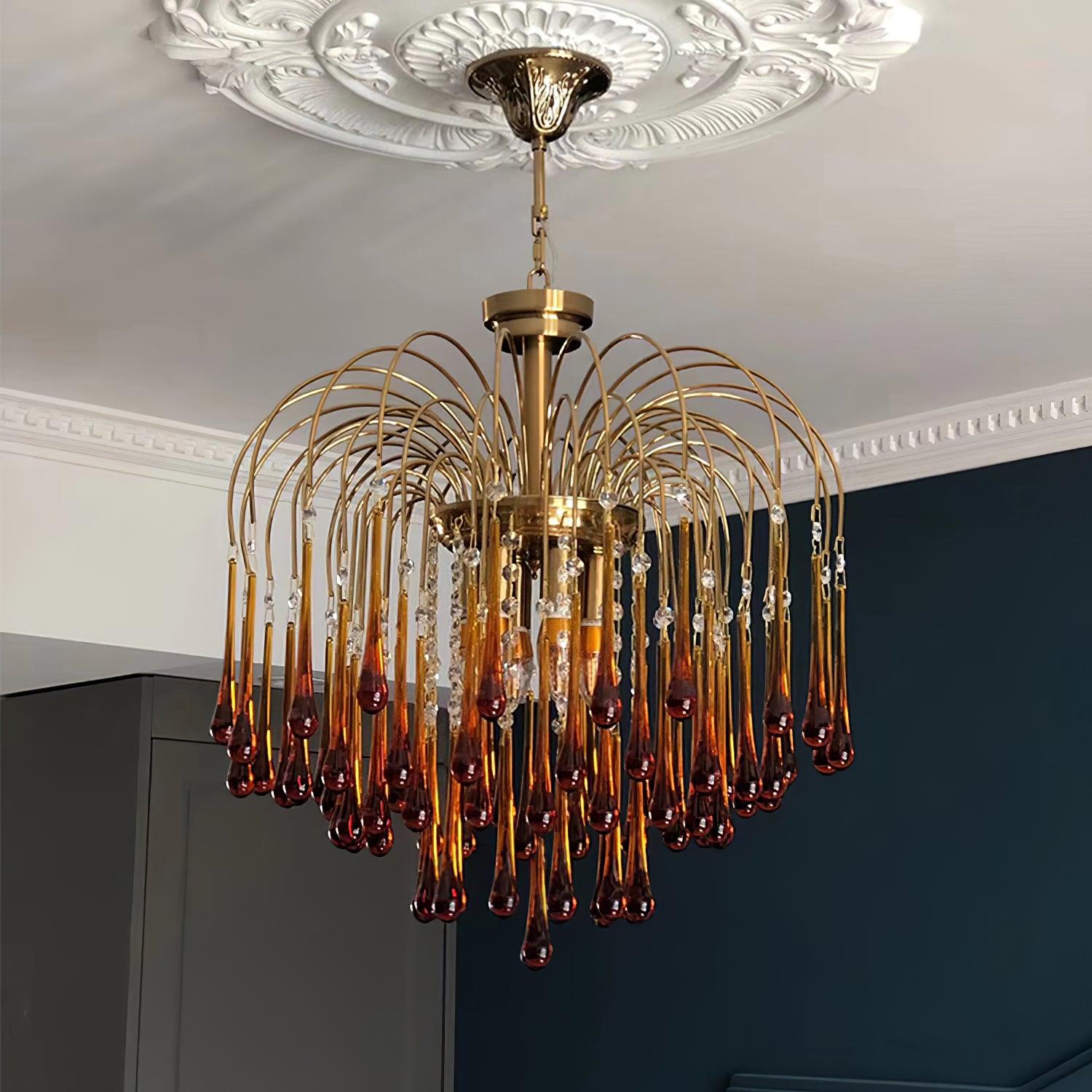 Ciel Chandelier Golden Arms and Crystal