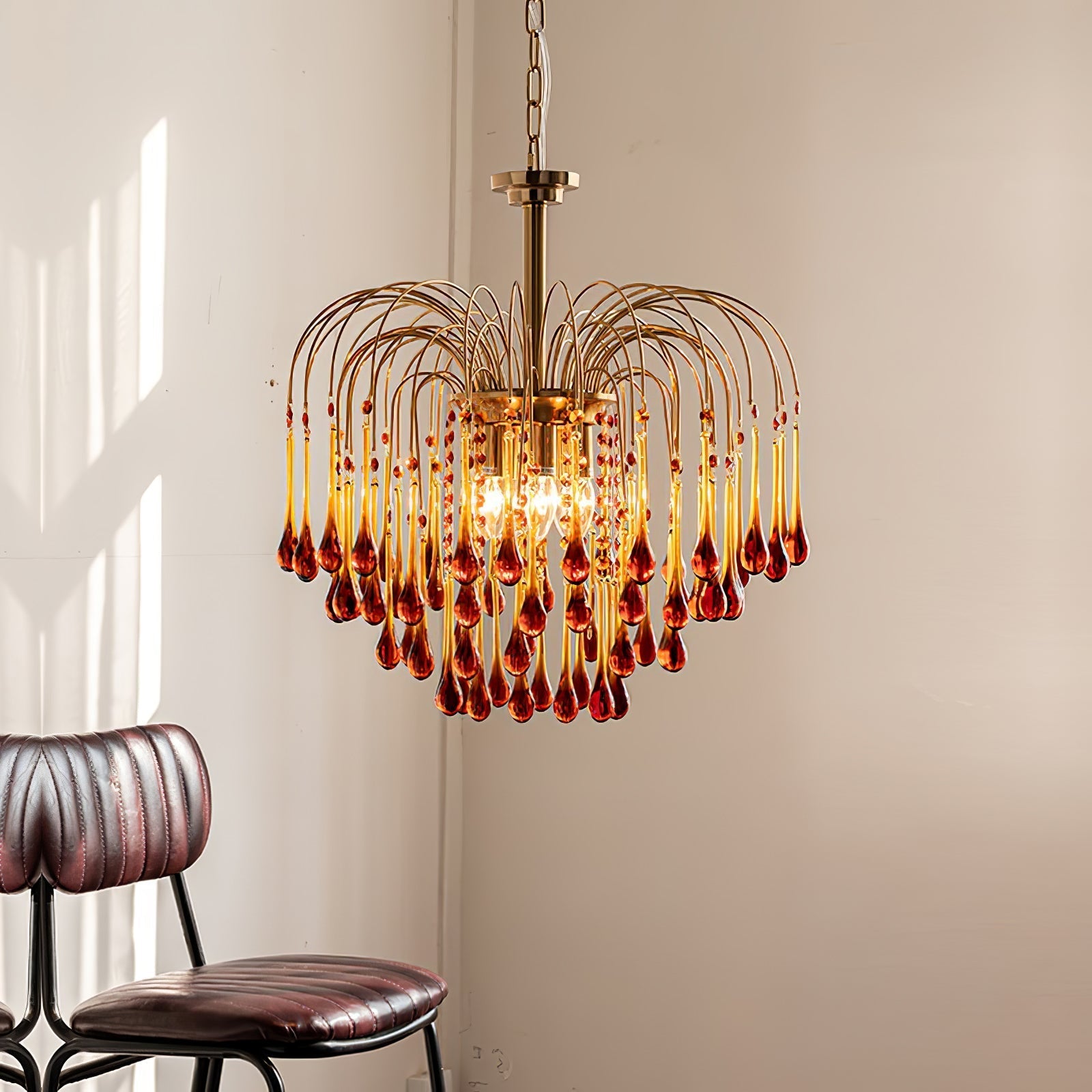 Ciel Chandelier Golden Arms and Crystal