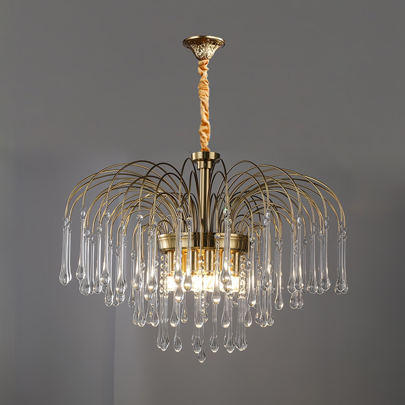 Ciel Chandelier Golden Arms and Crystal