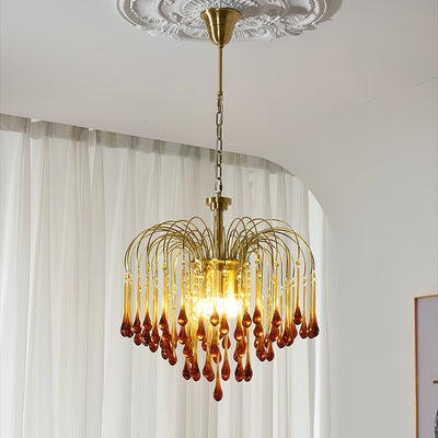 Ciel Chandelier Golden Arms and Crystal